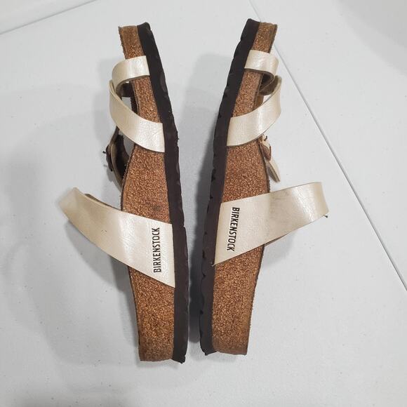 Birkenstock Sandals Womens 36 5 Cream Pearl Mayari Cork Footbed Germany Toe Loop - Picture 7 of 9
